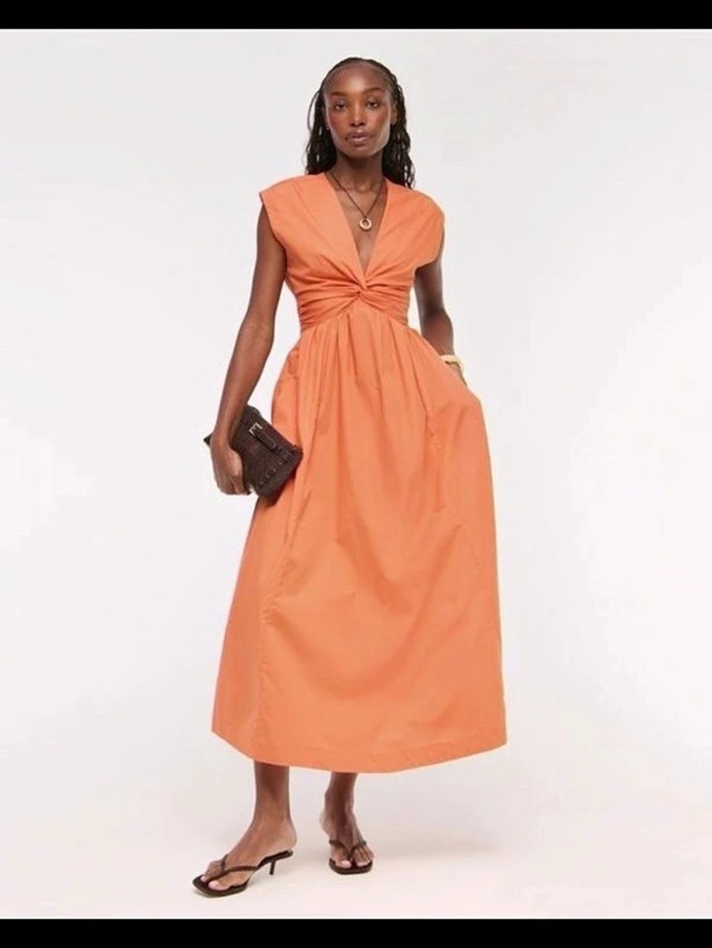 Abercrombie & Fitch Twist-Front Maxi Dress Orange Maxi Dress Size Large Like New